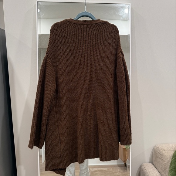 NA-KD Brown Oversized Knit Women's Cardigan - Picture 2 of 4